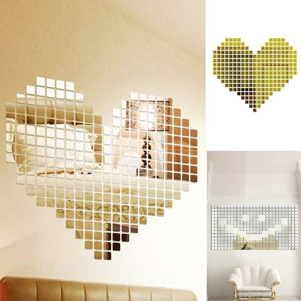 100pcs Removable Dot Mirror Wall Stickers 3D Decal Mosaic Home Room DIY D New 